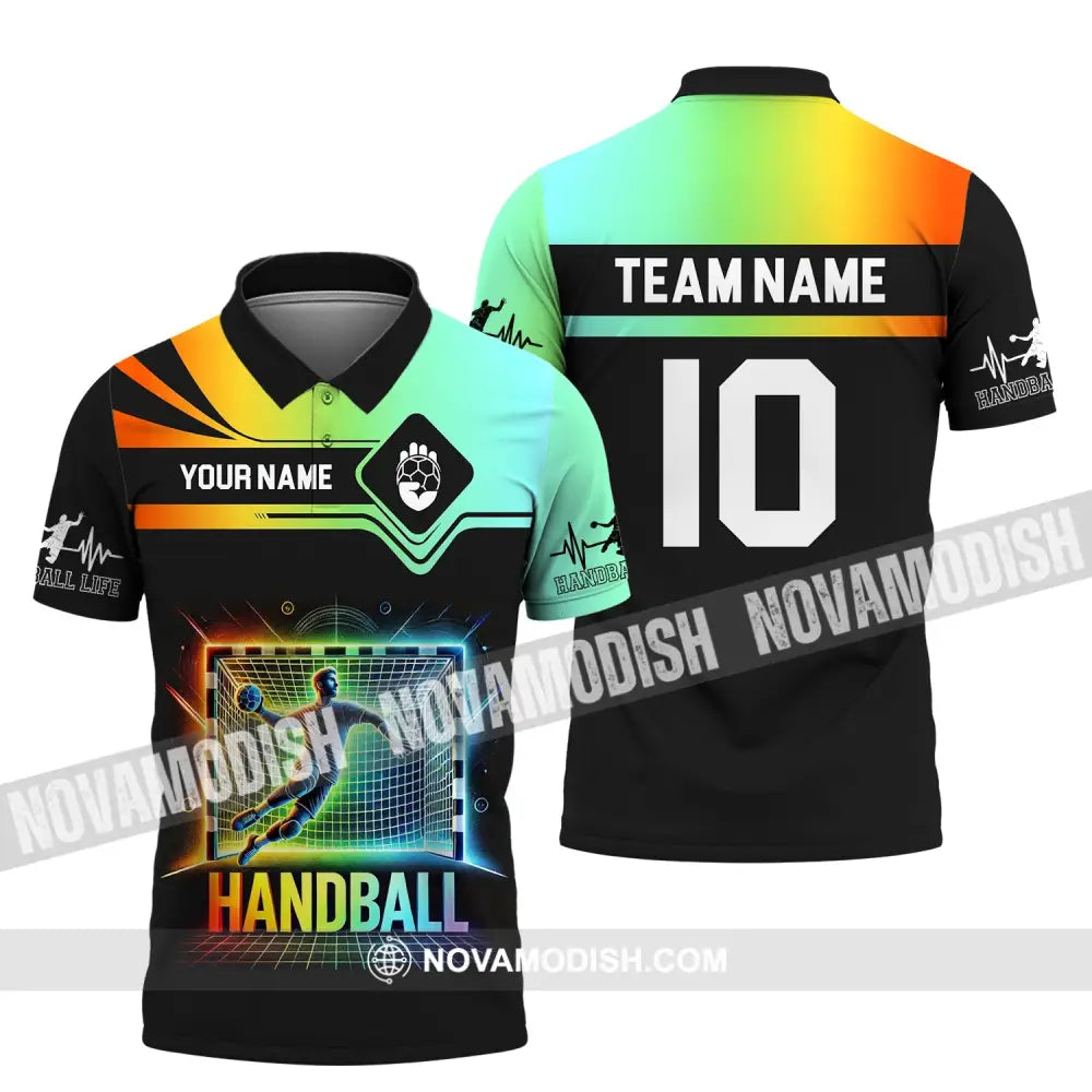 Man Shirt Custom Name And Number Handball Polo Long Sleeve Club Uniform Lover Gift / S T-Shirt