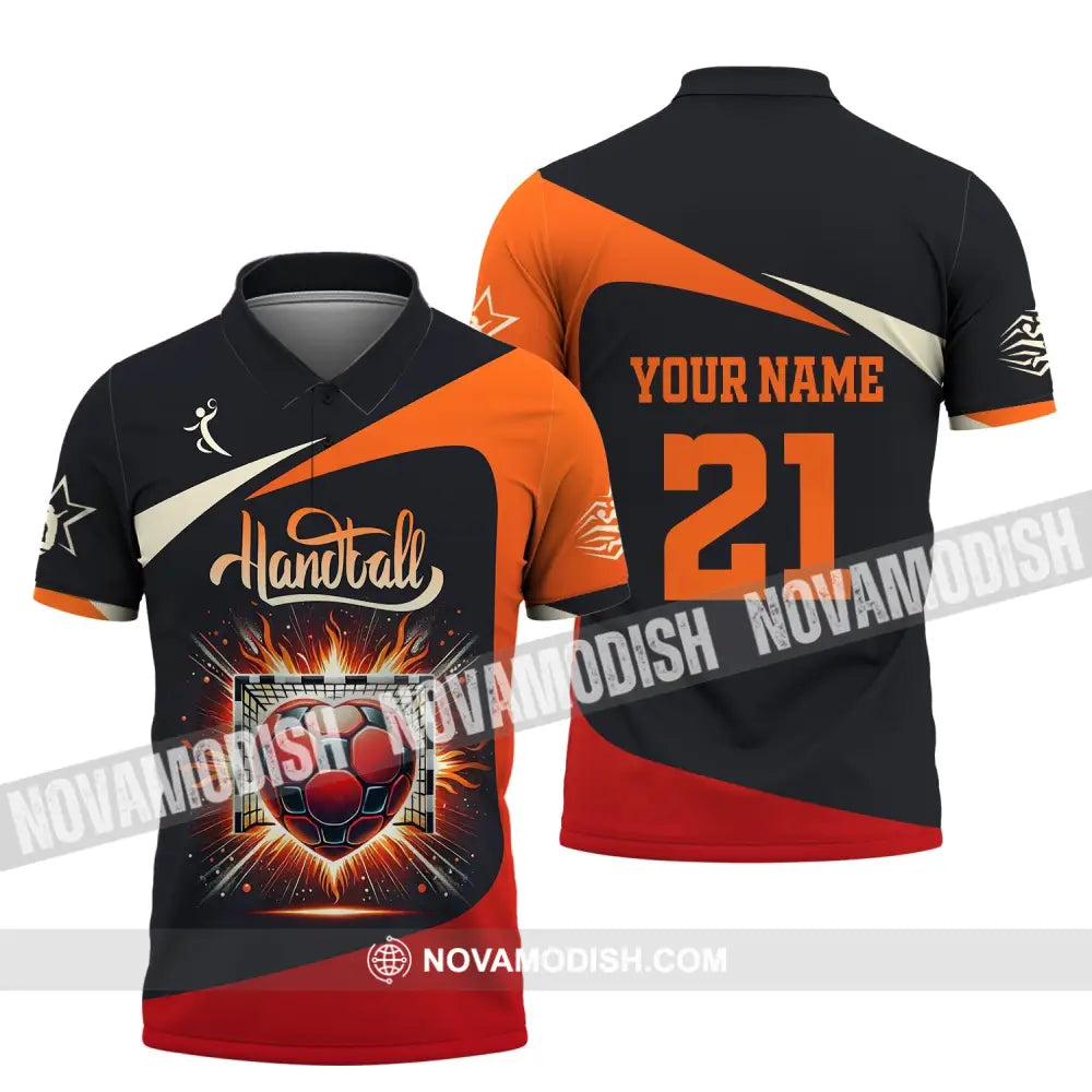 Man Shirt Custom Name And Number Handball Polo Long Sleeve Club Uniform Lover Gift / S T-Shirt