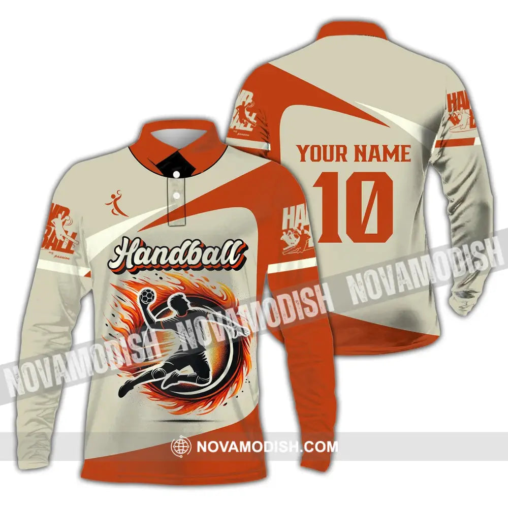 Man Shirt Custom Name And Number Handball Polo Long Sleeve Club Uniform Lover Gift / S T-Shirt