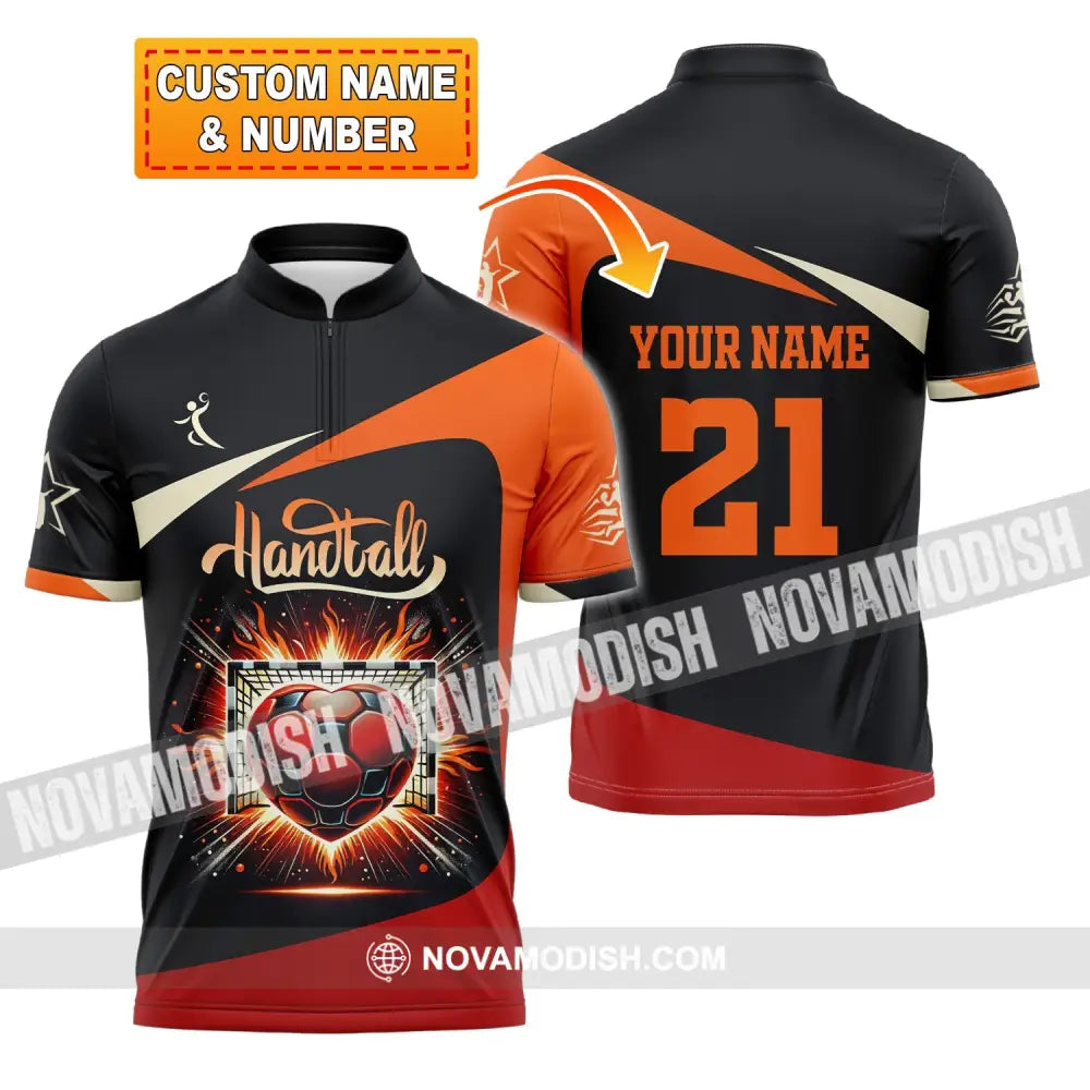 Man Shirt Custom Name And Number Handball Polo Long Sleeve Club Uniform Lover Gift T-Shirt