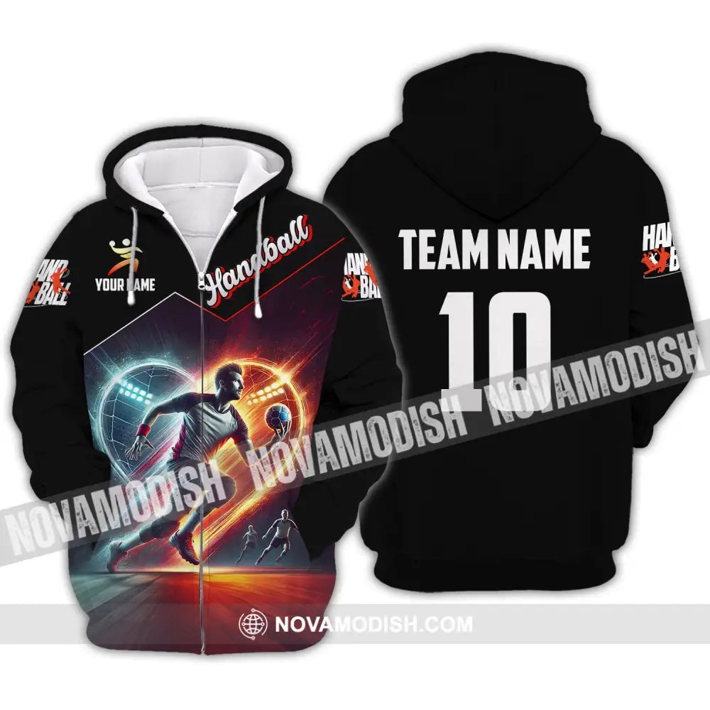 Man Shirt Custom Name And Number Handball Polo Long Sleeve Club Uniform Lover Gift Zipper Hoodie /