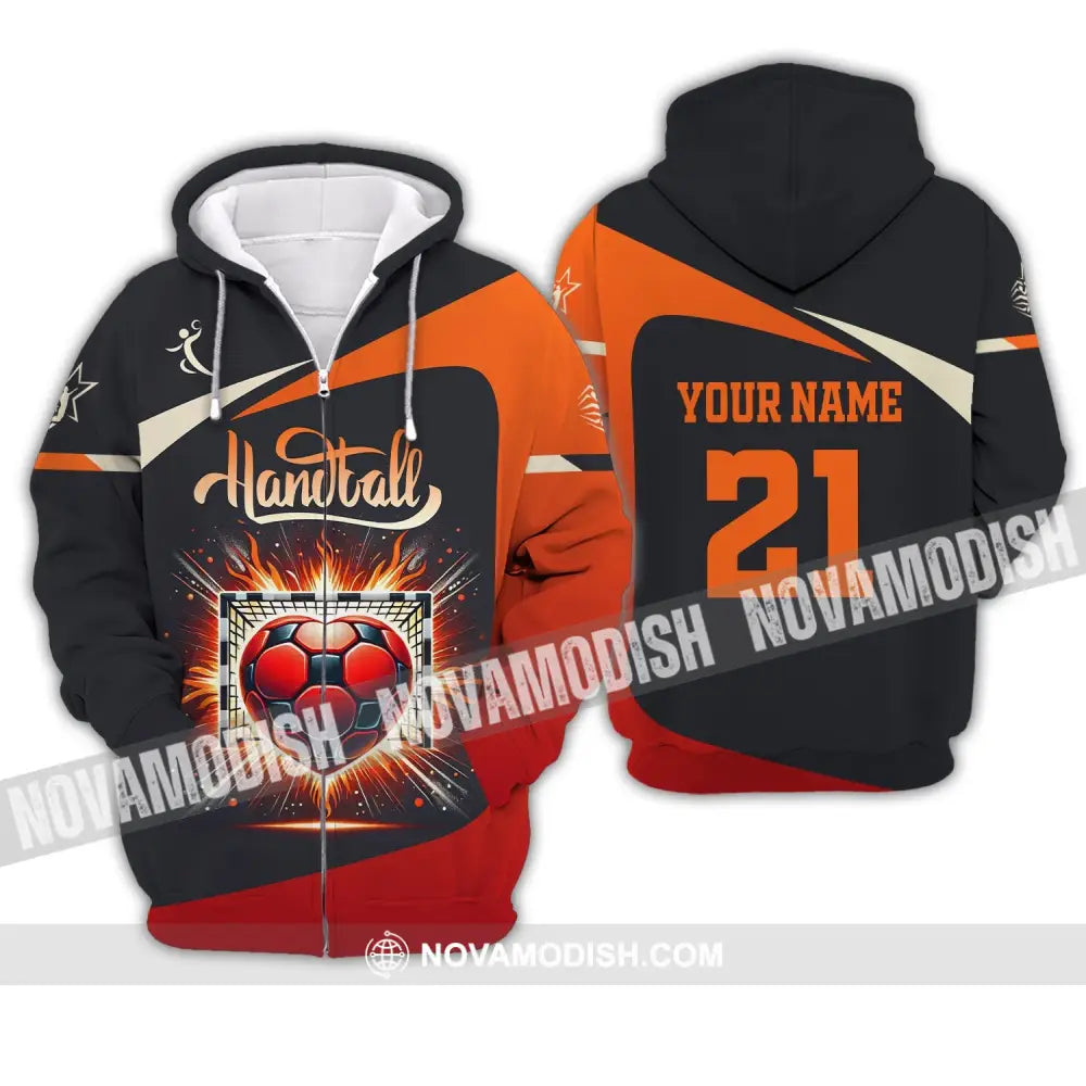 Man Shirt Custom Name And Number Handball Polo Long Sleeve Club Uniform Lover Gift Zipper Hoodie /