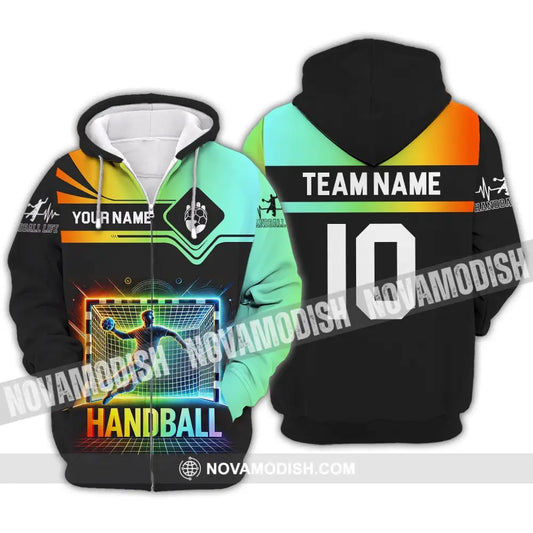 Man Shirt Custom Name And Number Handball Polo Long Sleeve Club Uniform Lover Gift Zipper Hoodie /