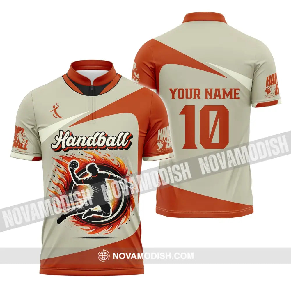 Man Shirt Custom Name And Number Handball Polo Long Sleeve Club Uniform Lover Gift Zipper / S