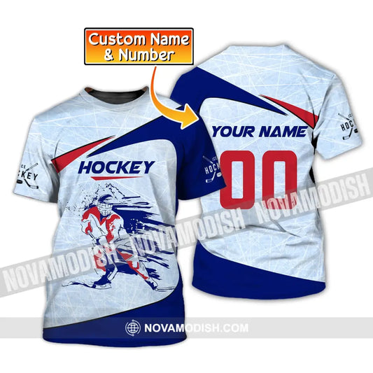 Man Shirt Custom Name And Number Hockey T-Shirt Ice Gift For Player