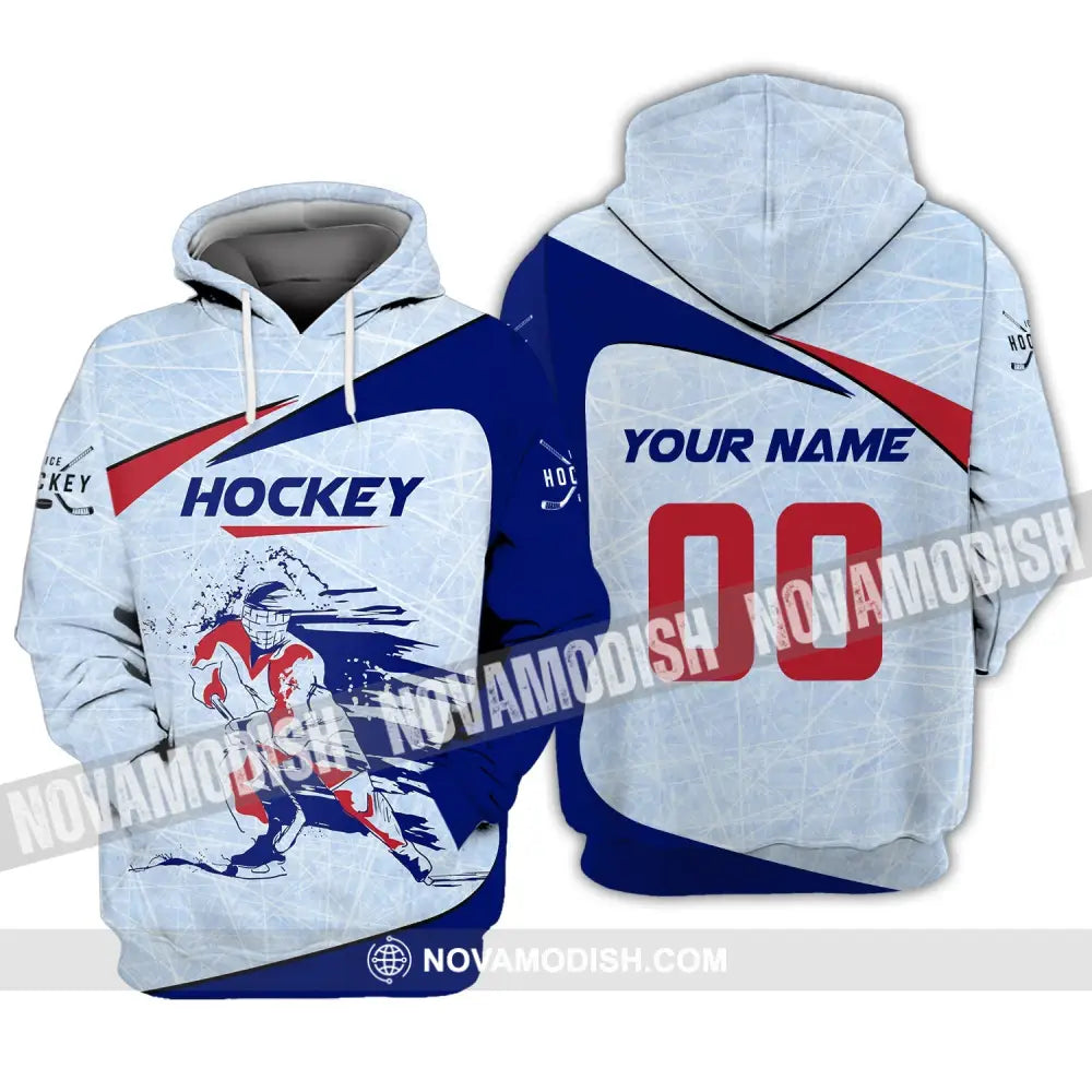 Man Shirt Custom Name And Number Hockey T-Shirt Ice Gift For Player Hoodie / S