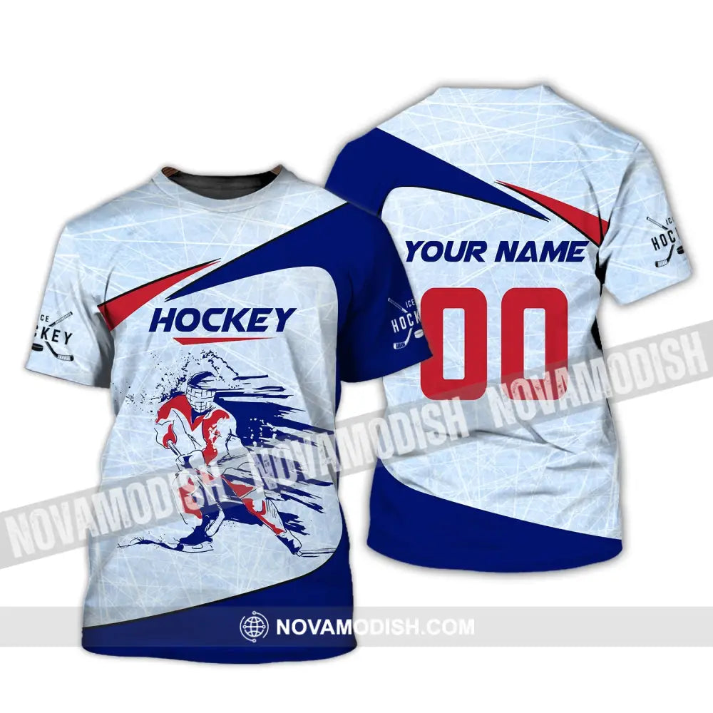 Man Shirt Custom Name And Number Hockey T-Shirt Ice Gift For Player / S