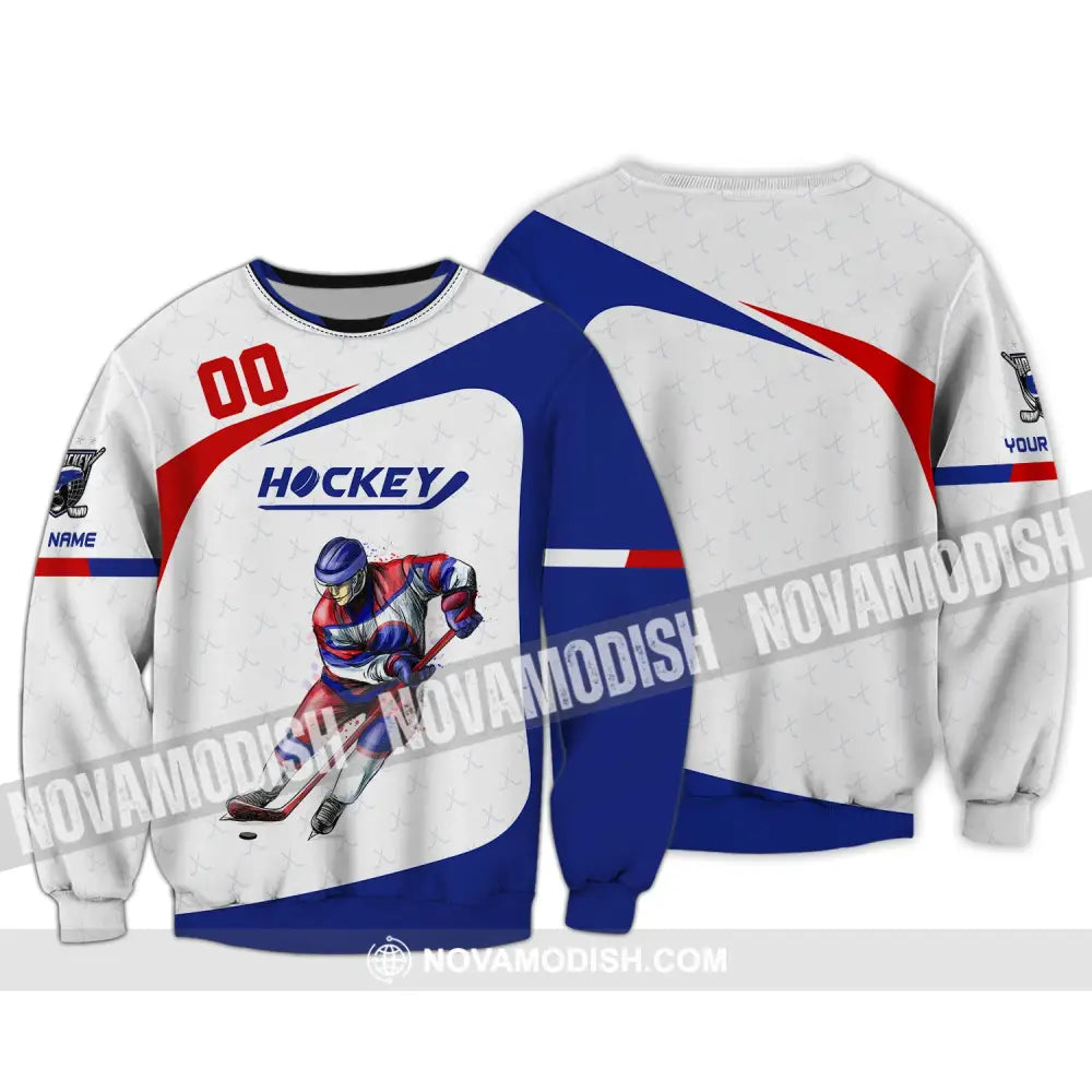 Man Shirt Custom Name And Number Hockey T-Shirt Polo Gift For Player Long Sleeve / S