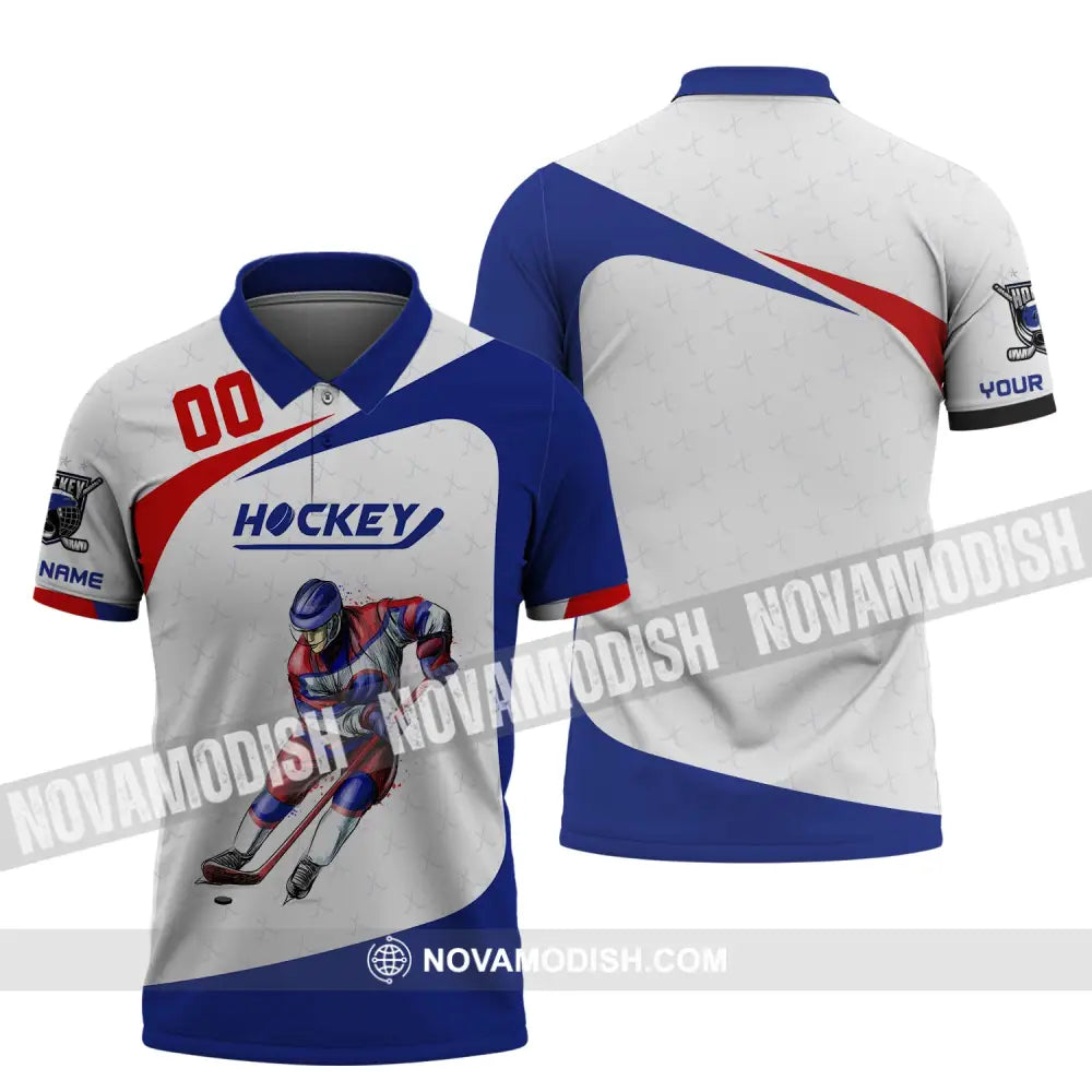 Man Shirt Custom Name And Number Hockey T-Shirt Polo Gift For Player / S