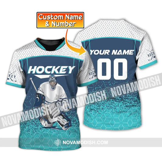 Man Shirt Custom Name And Number Ice Hockey T-Shirt Love Gift For Player