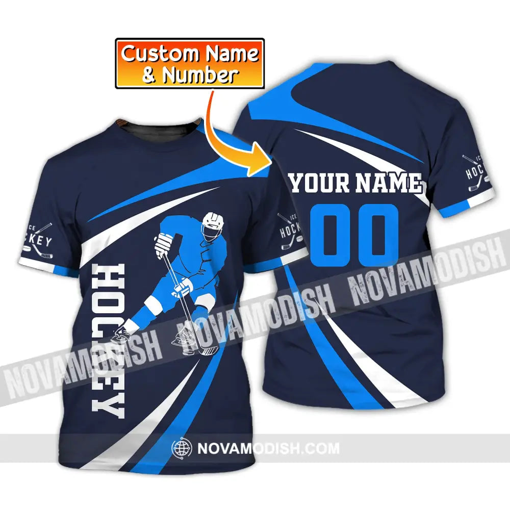 Man Shirt Custom Name And Number Ice Hockey T-Shirt Love Gift For Player