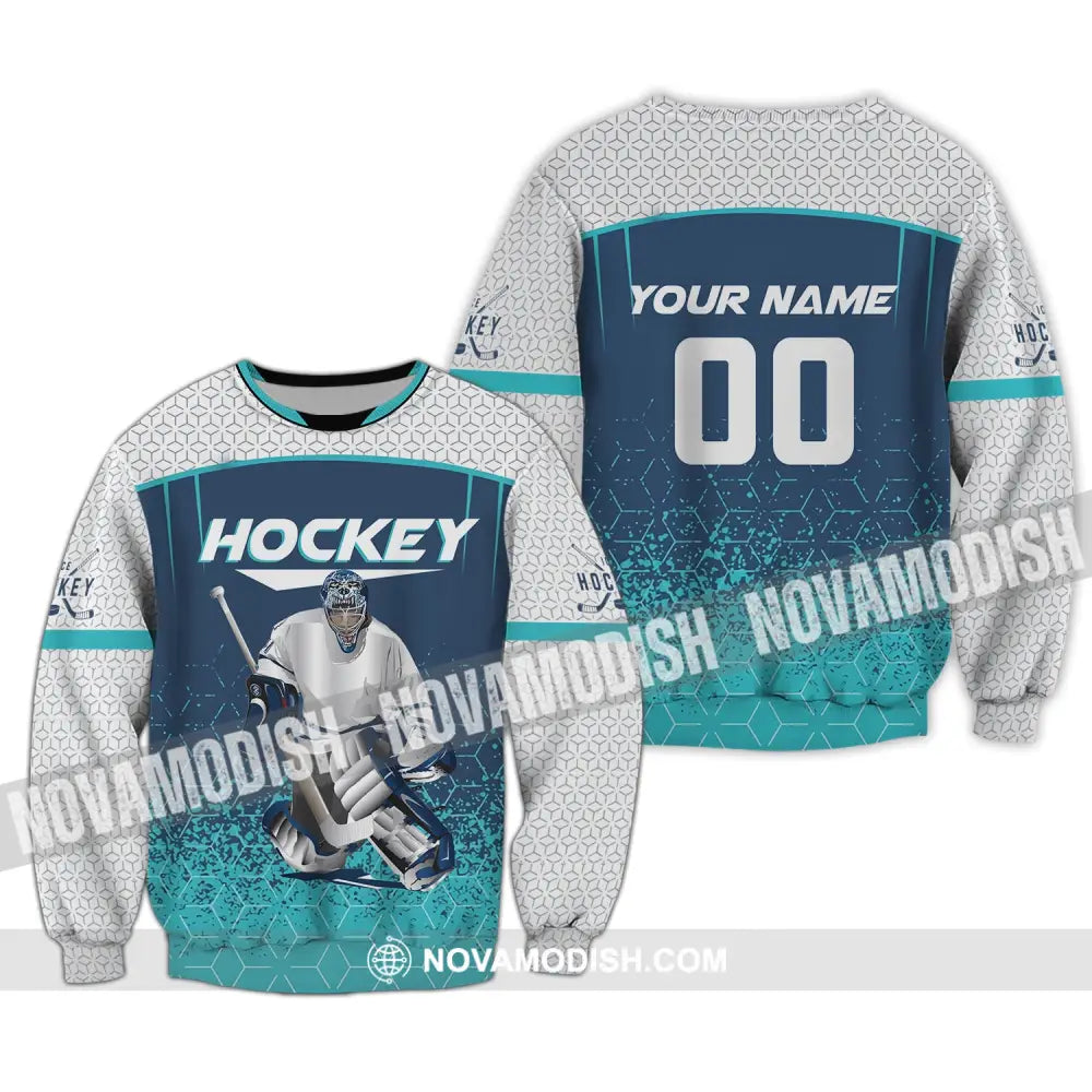 Man Shirt Custom Name And Number Ice Hockey T-Shirt Love Gift For Player Long Sleeve / S