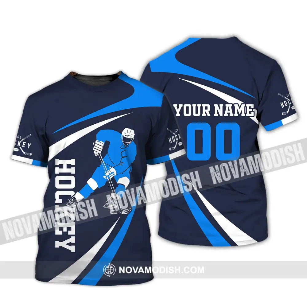 Man Shirt Custom Name And Number Ice Hockey T-Shirt Love Gift For Player / S