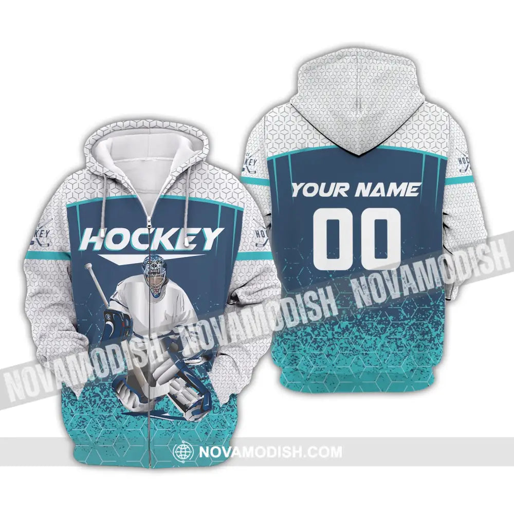 Man Shirt Custom Name And Number Ice Hockey T-Shirt Love Gift For Player Zipper Hoodie / S