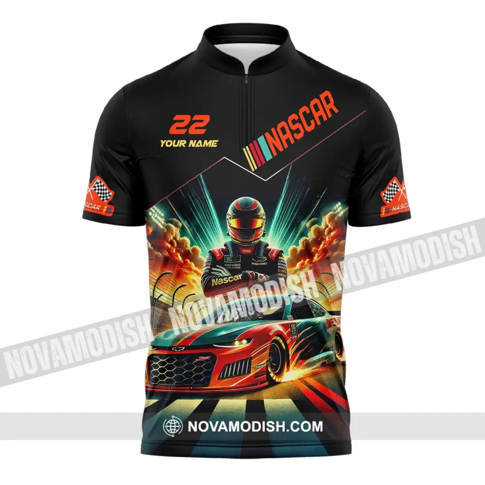 Man Shirt Custom Name And Number Nascar Hoodie Polo Long Sleeve Zipper / S T-Shirt