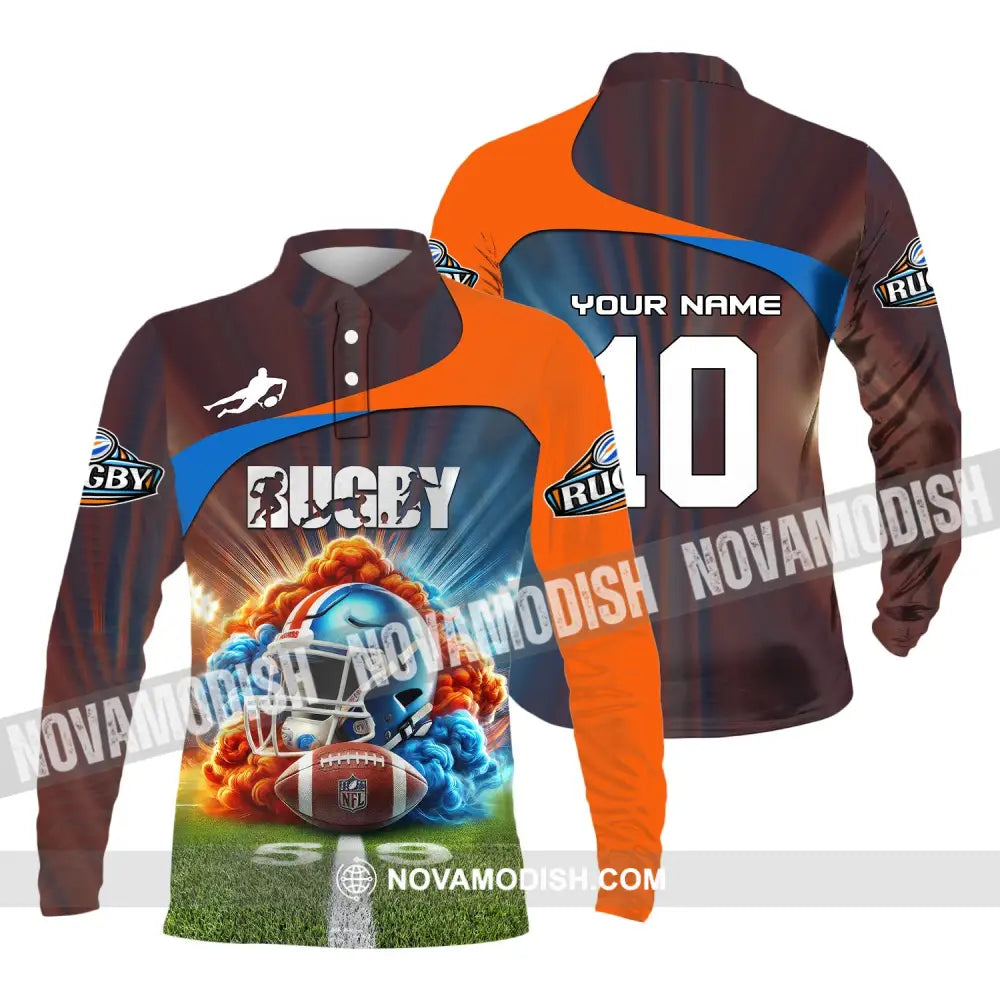 Man Shirt Custom Name And Number Rugby Football T-Shirt Hoodie Long Sleeve Gift For Lovers Polo / S