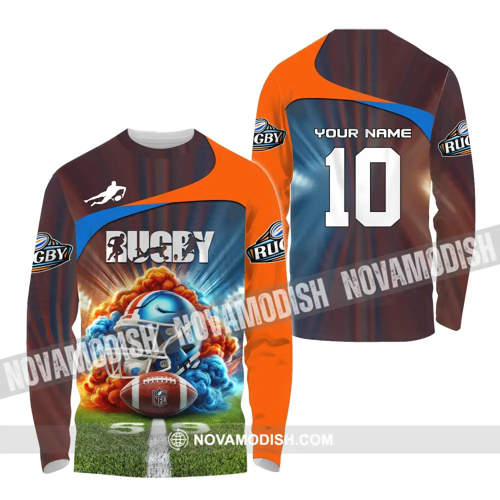 Man Shirt Custom Name And Number Rugby Football T-Shirt Hoodie Long Sleeve Gift For Lovers / S