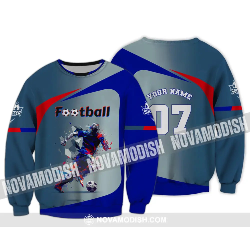 Man Shirt Custom Name And Number Soccer Gift For Lover Long Sleeve / S T-Shirt