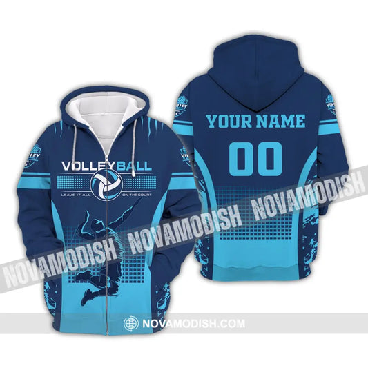 Man Shirt Custom Name And Number Volleyball T-Shirt Gift For Volleybal Player Zipper Hoodie / S