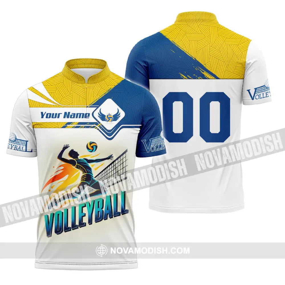 Man Shirt Custom Name And Number Volleyball T-Shirt Hoodie Long Sleeve Gift For Lovers Zipper Polo