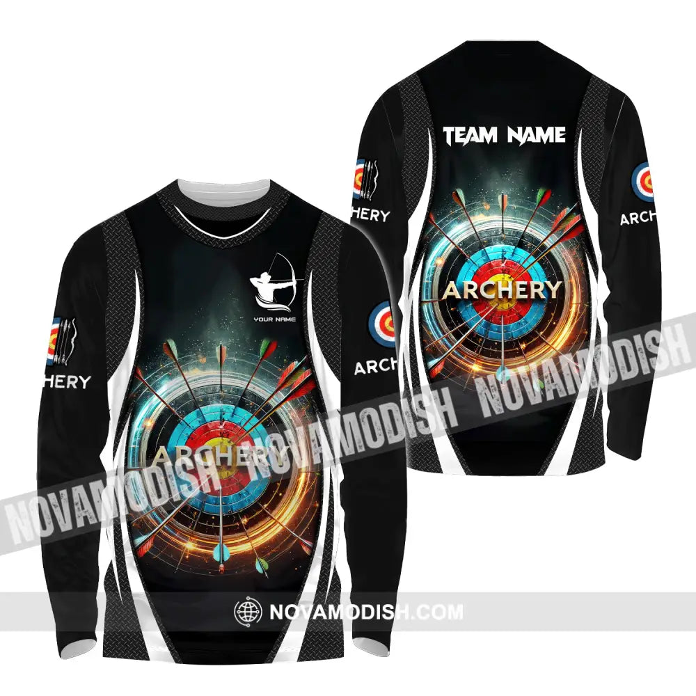 Man Shirt Custom Name And Team Archery Girl For Lovers Long Sleeve / S T-Shirt