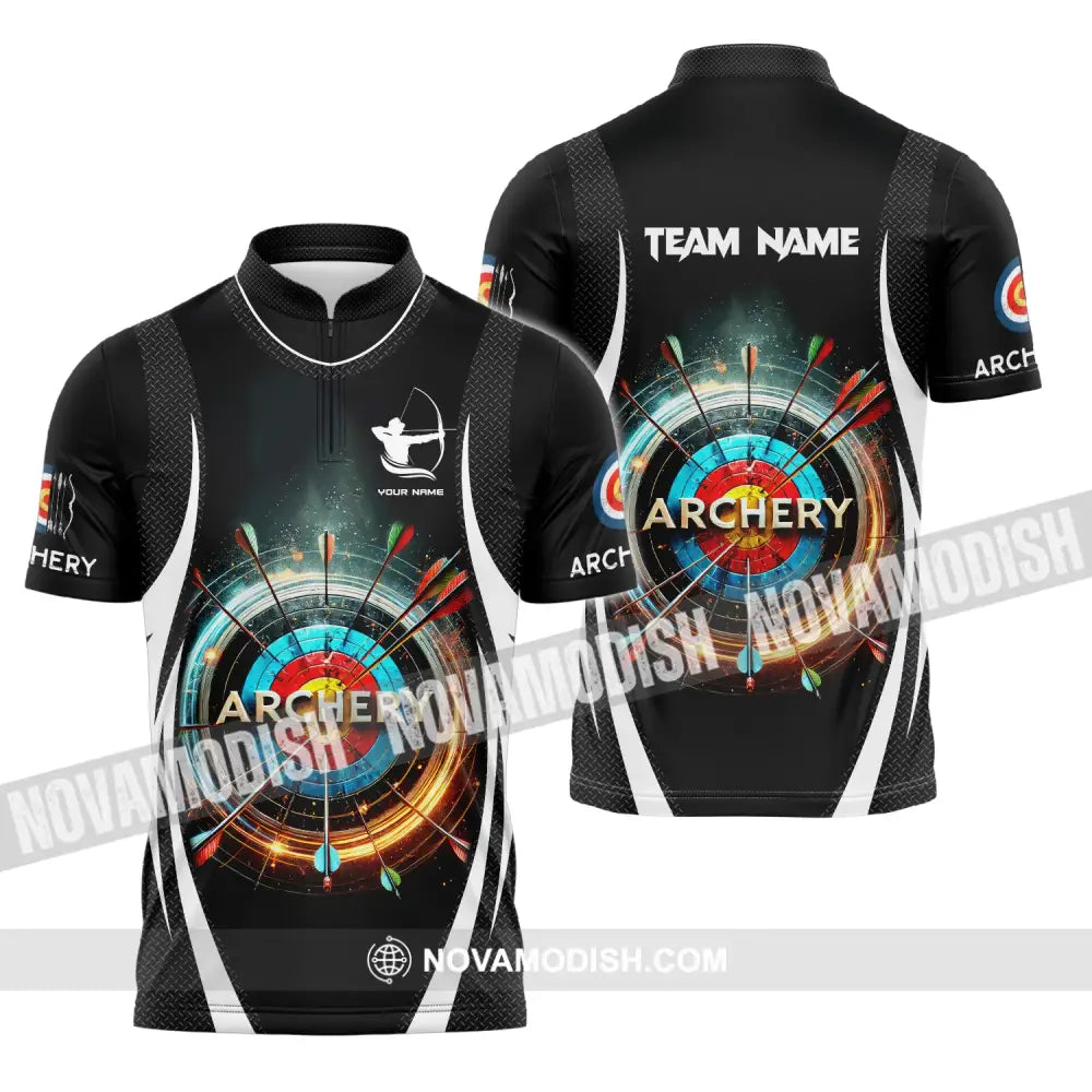 Man Shirt Custom Name And Team Archery Girl For Lovers Zipper Polo / S T-Shirt