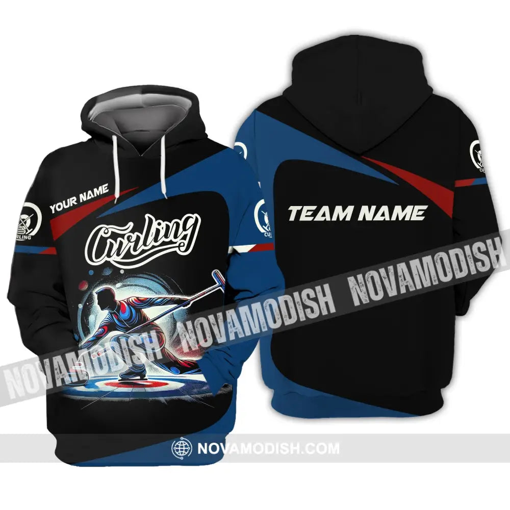 Man Shirt Custom Name And Team Curling Apparel Gift Hoodie / S T-Shirt