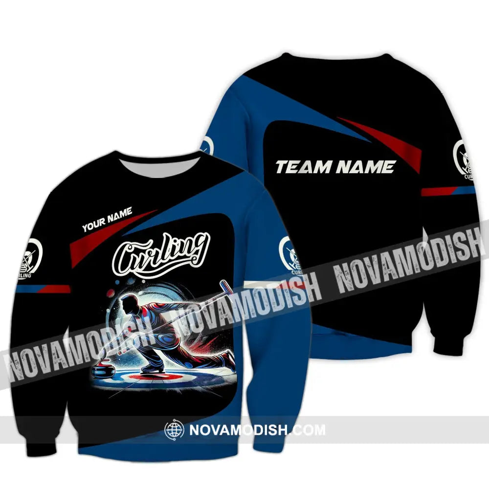 Man Shirt Custom Name And Team Curling Apparel Gift Long Sleeve / S T-Shirt