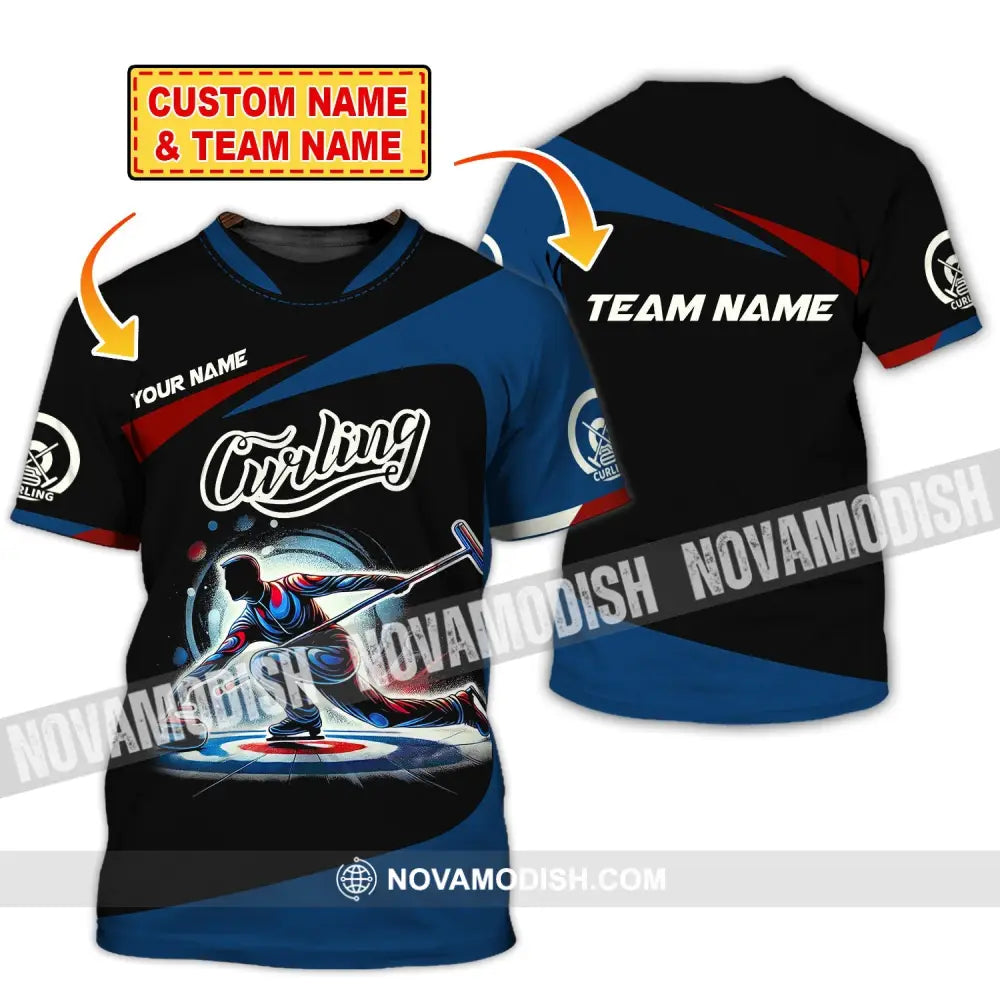 Man Shirt Custom Name And Team Curling Apparel Gift T-Shirt