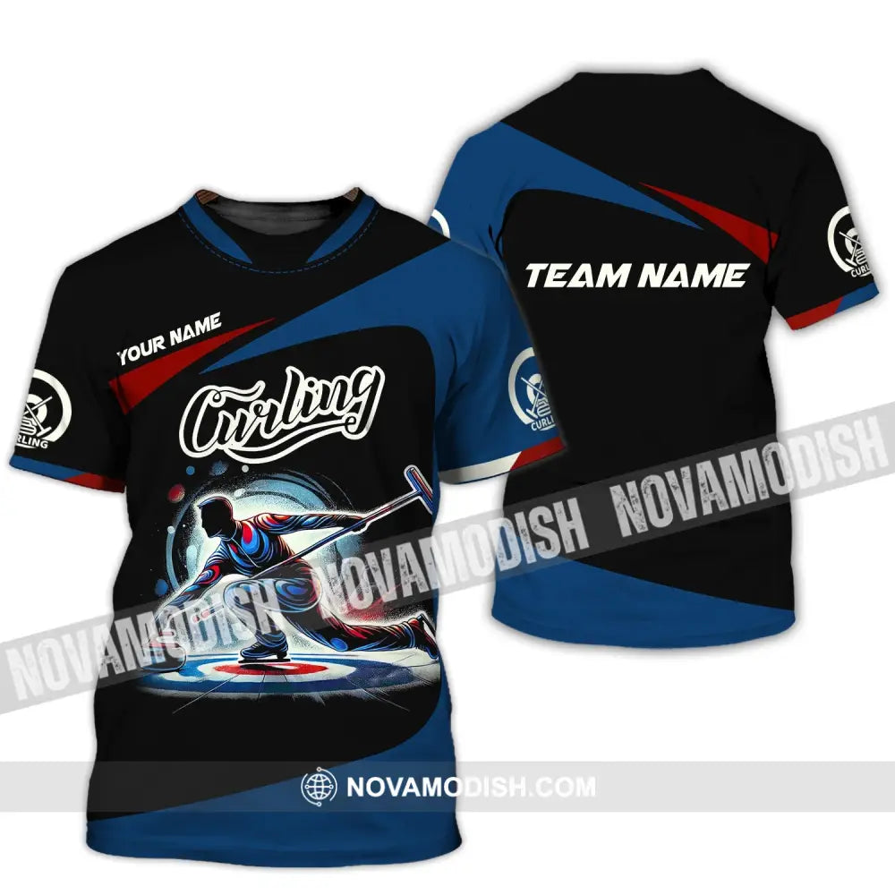 Man Shirt Custom Name And Team Curling Apparel Gift T-Shirt / S T-Shirt