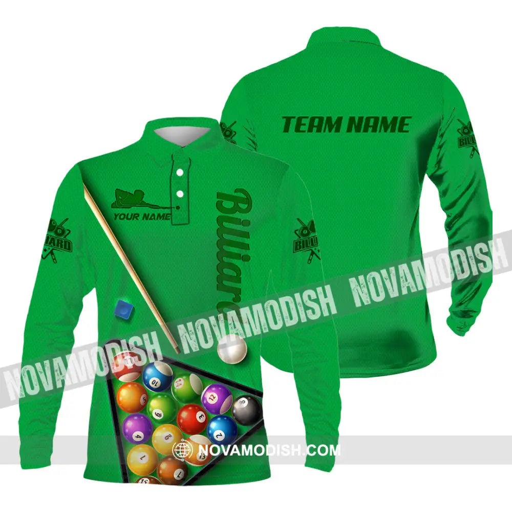 Man Shirt Custom Name And Team For Billiard Lover Hoodie Polo Long Sleeve / S T-Shirt