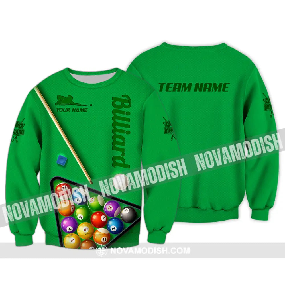 Man Shirt Custom Name And Team For Billiard Lover Hoodie Polo Long Sleeve / S T-Shirt