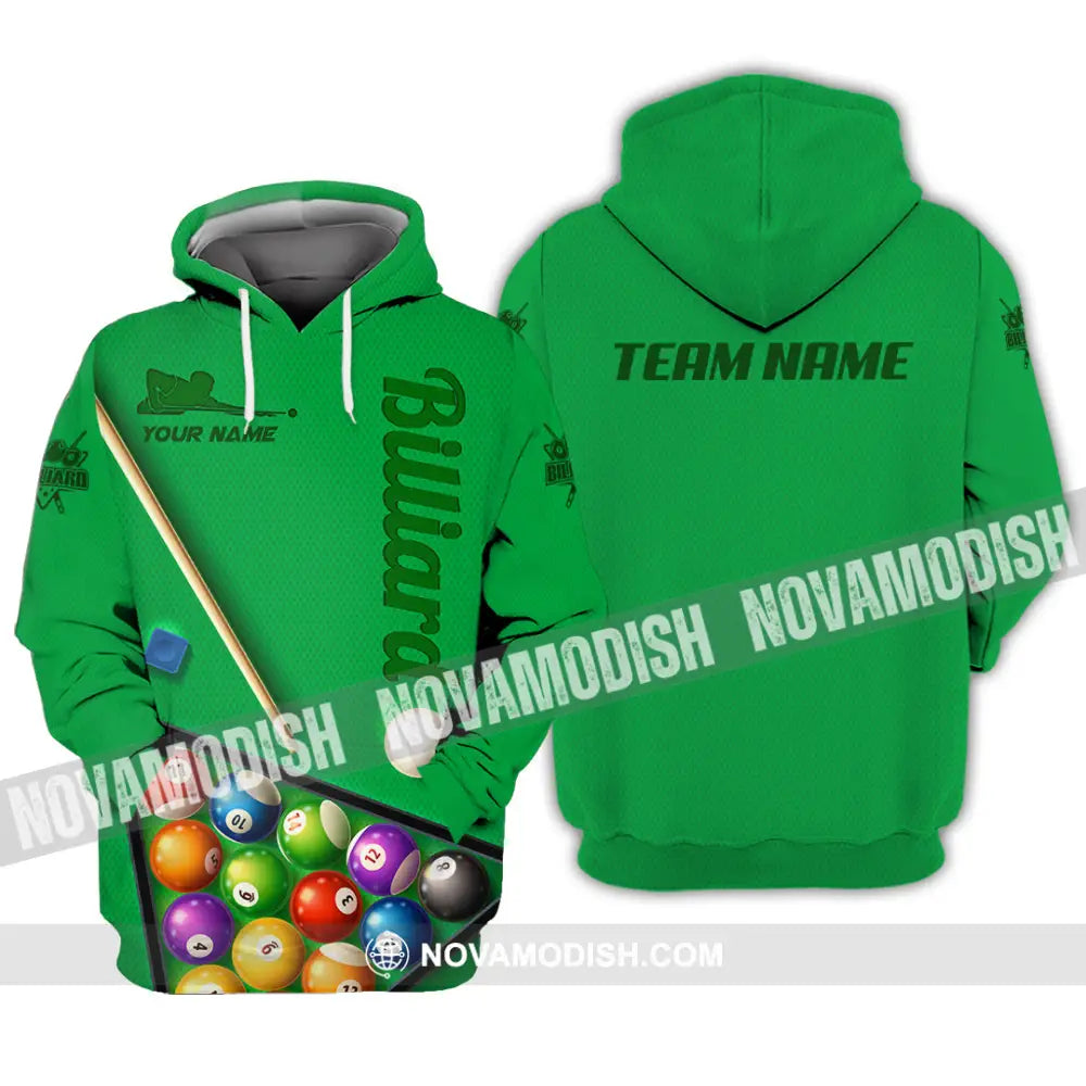 Man Shirt Custom Name And Team For Billiard Lover Hoodie Polo Long Sleeve / S T-Shirt