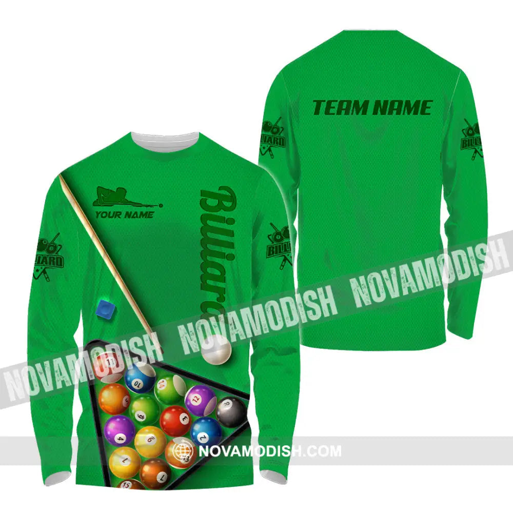 Man Shirt Custom Name And Team For Billiard Lover Hoodie Polo Long Sleeve / S T-Shirt