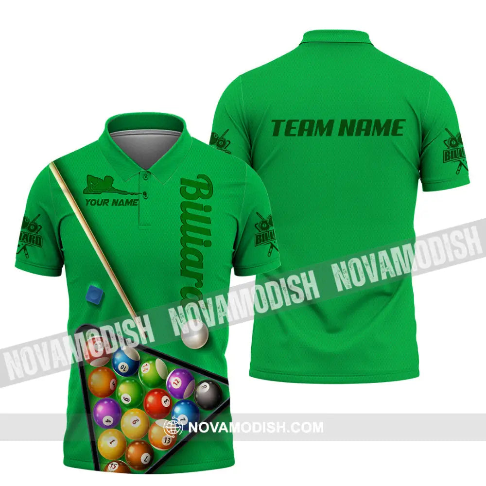 Man Shirt Custom Name And Team For Billiard Lover Hoodie Polo Long Sleeve / S T-Shirt