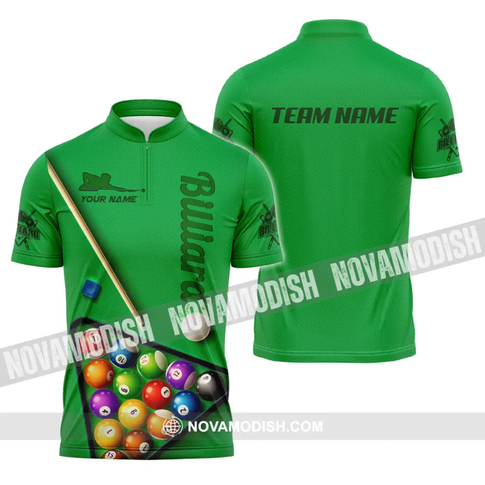 Man Shirt Custom Name And Team For Billiard Lover Hoodie Polo Long Sleeve Zipper / S T-Shirt