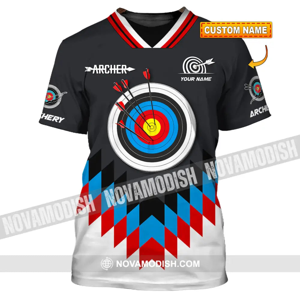 Man Shirt Custom Name Archery T-Shirt Archer Hoodie Long Sleeve Gift For Lovers T-Shirt