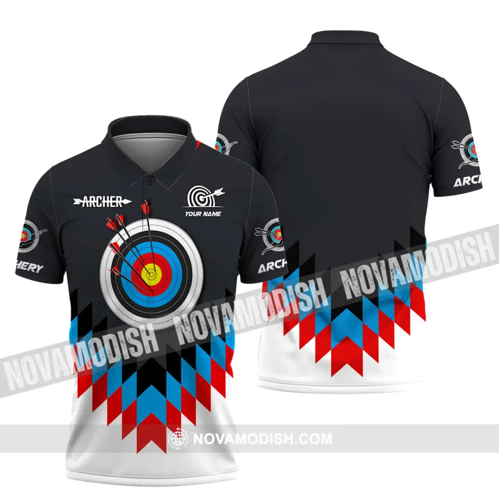 Man Shirt Custom Name Archery T-Shirt Archer Hoodie Long Sleeve Gift For Lovers Polo / S T-Shirt