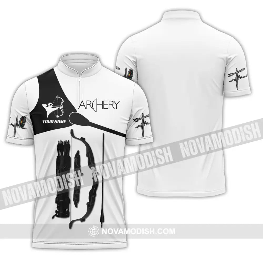 Man Shirt Custom Name Archery T-Shirt Archer Hoodie Long Sleeve Gift For Lovers Zipper Polo / S