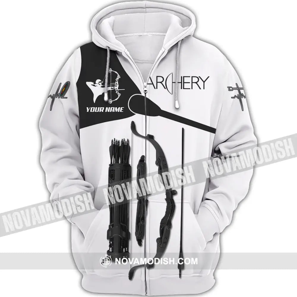 Man Shirt Custom Name Archery T-Shirt Archer Hoodie Long Sleeve Gift For Lovers Zipper / S T-Shirt