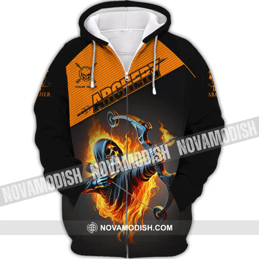 Man Shirt Custom Name Archery T-Shirt Archer Hoodie Long Sleeve Gift For Lovers Zipper / S T-Shirt