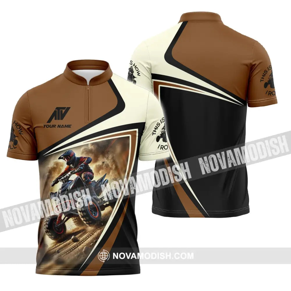 Man Shirt Custom Name Atv All Terrain Vehicle Hoodie Polo Long Sleeve Zipper / S T-Shirt