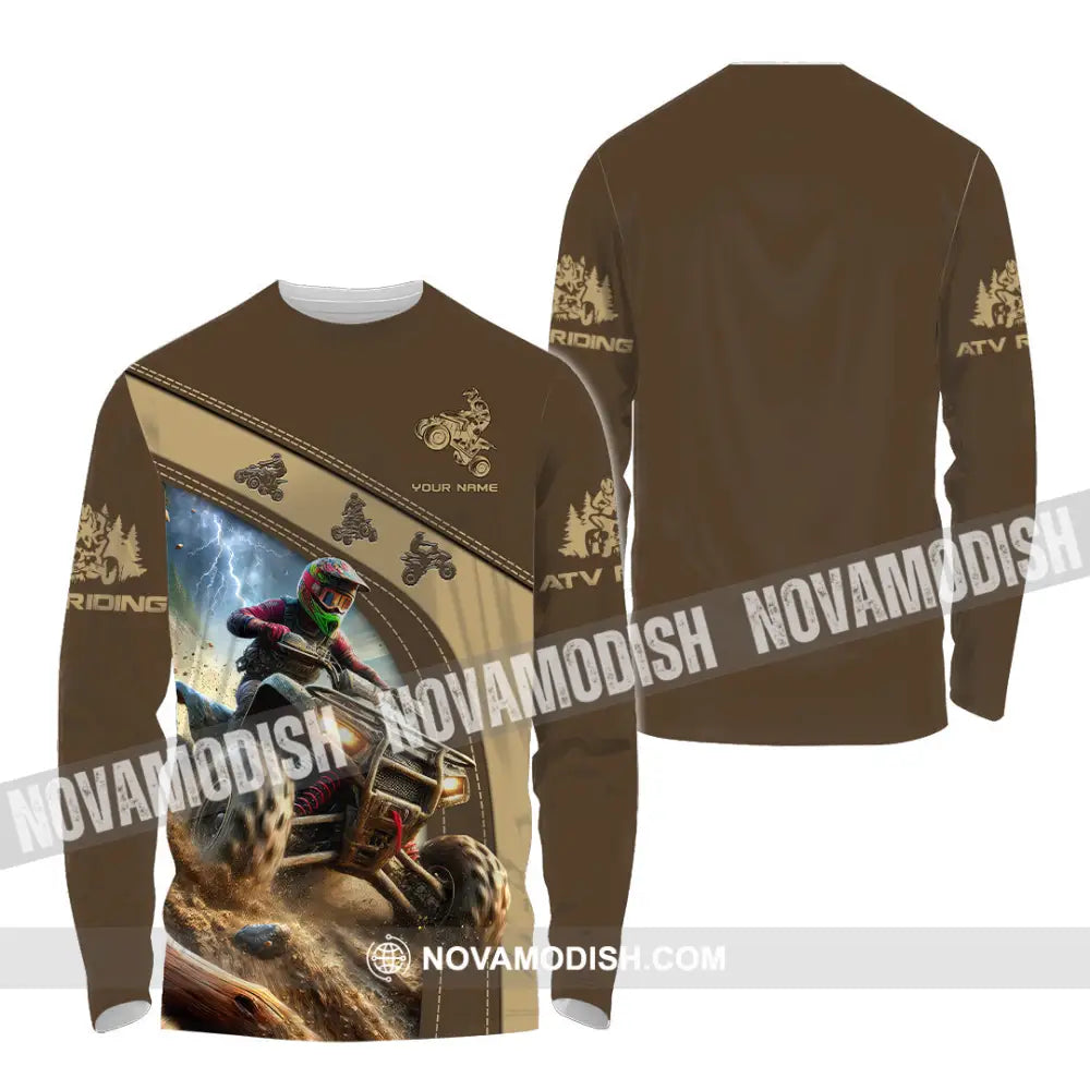 Man Shirt Custom Name Atv Riding Gift Polo Long Sleeve Hoodie / S T-Shirt