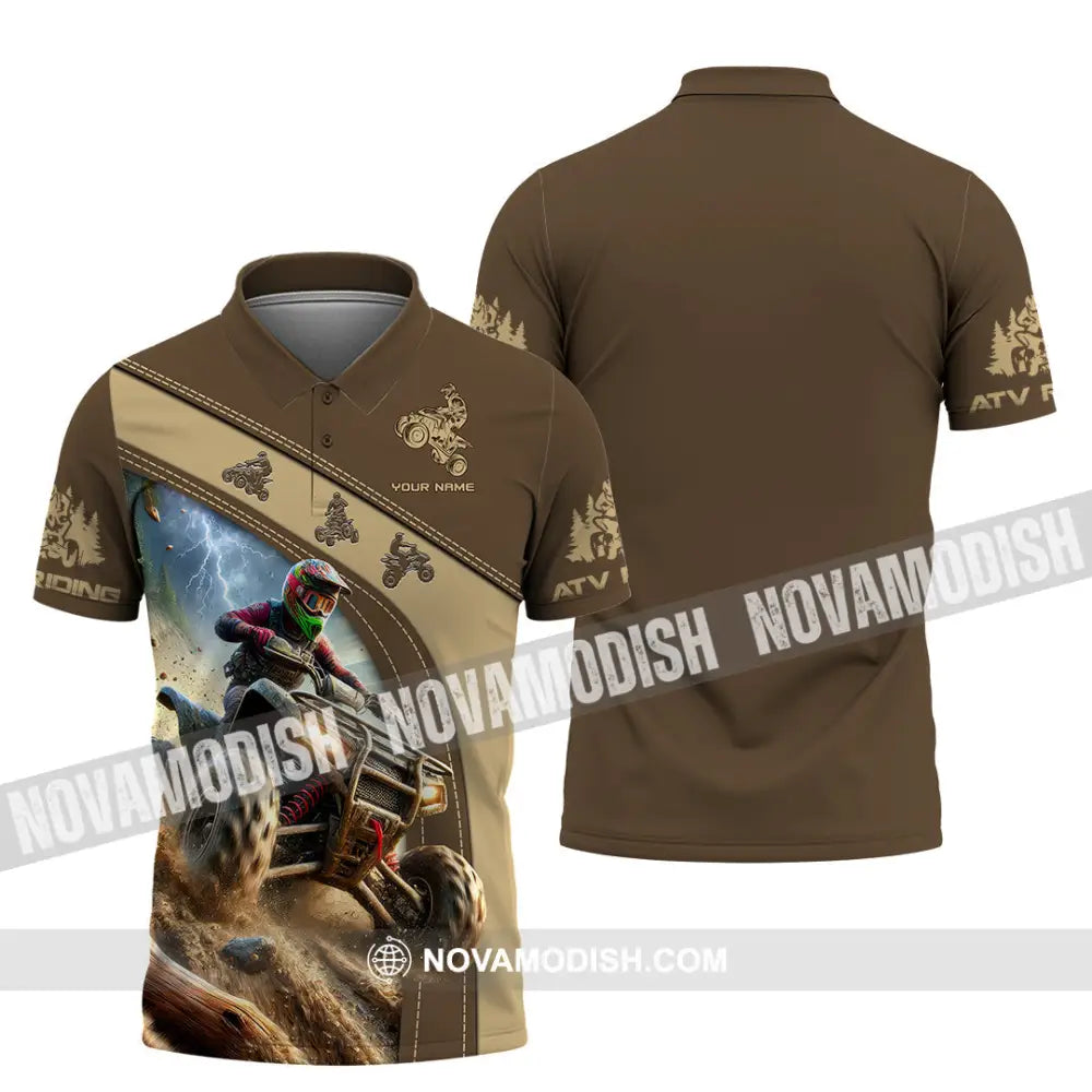 Man Shirt Custom Name Atv Riding Gift Polo Long Sleeve Hoodie / S T-Shirt