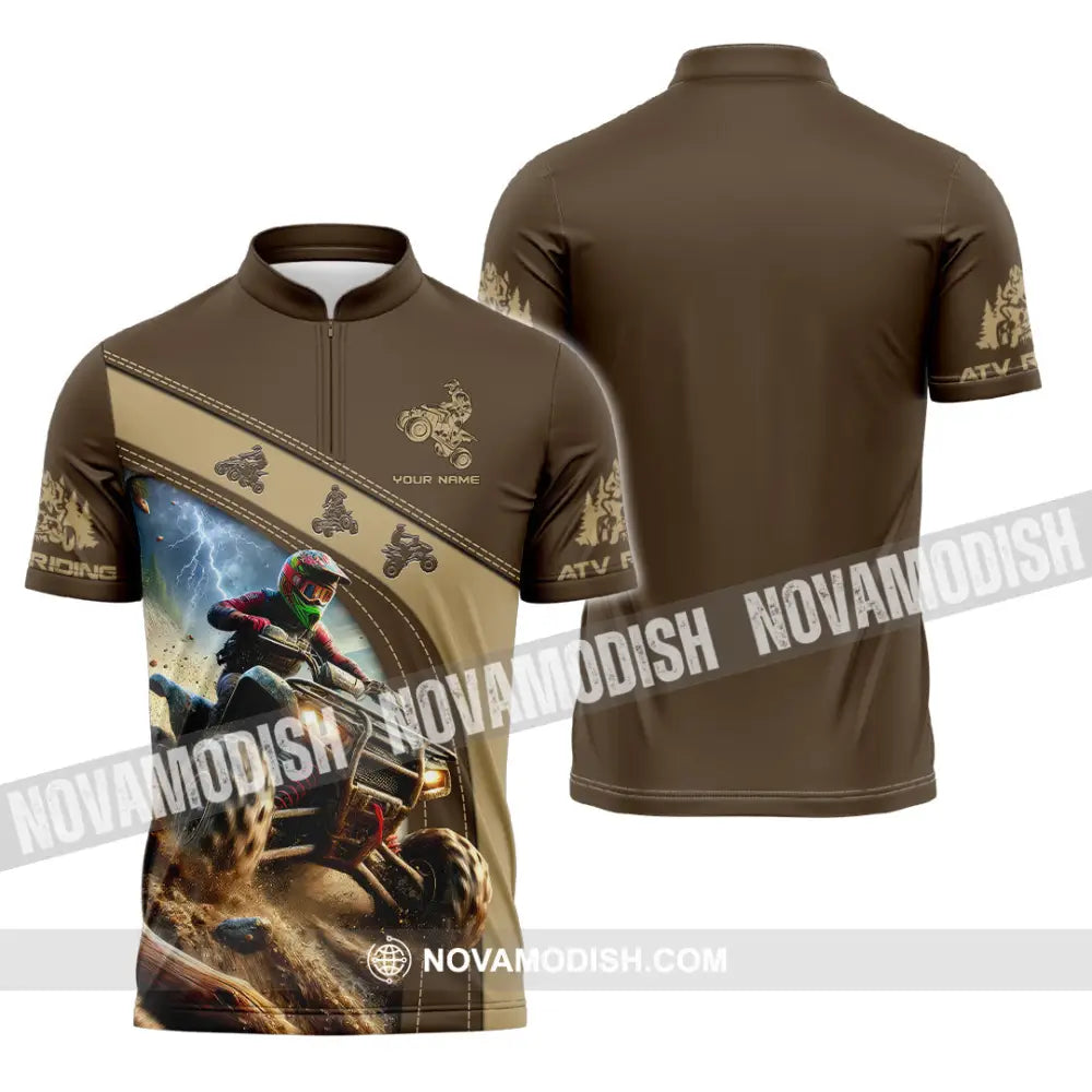 Man Shirt Custom Name Atv Riding Gift Polo Long Sleeve Hoodie Zipper / S T-Shirt