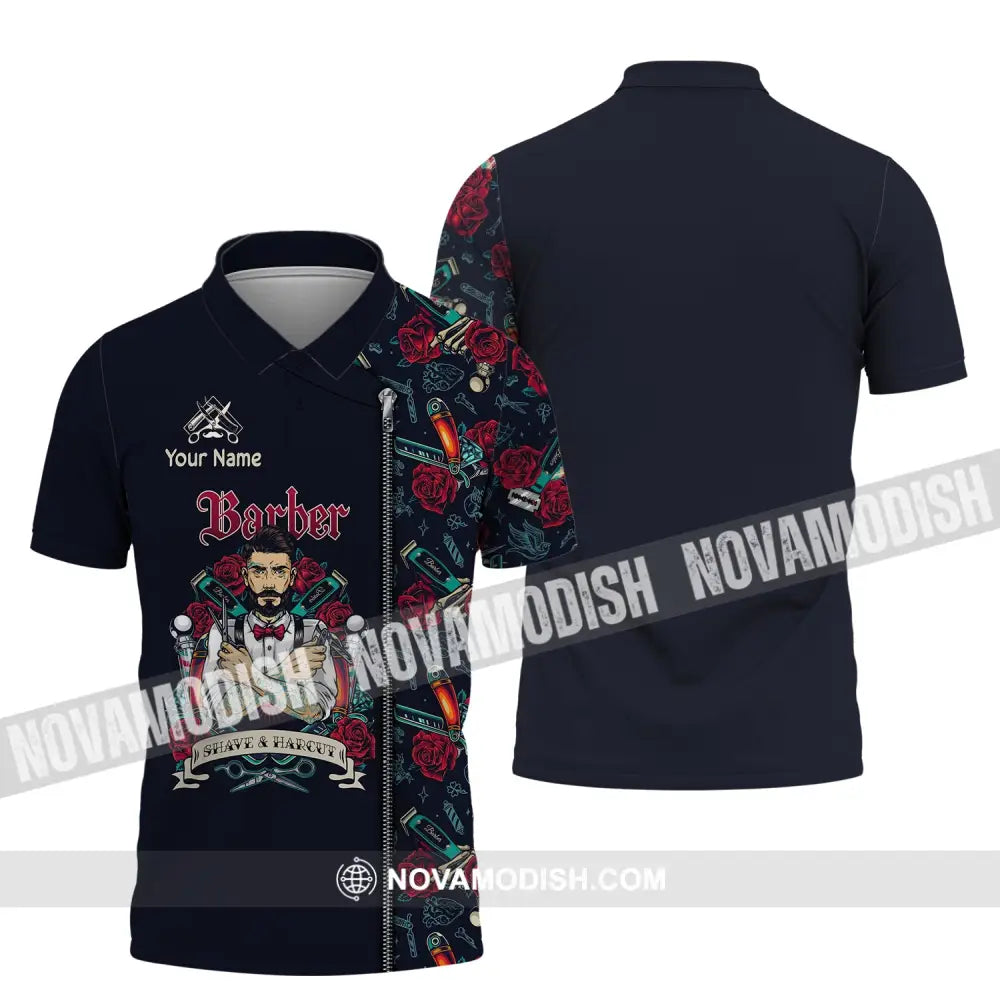 Man Shirt Custom Name Barber Apparel T-Shirt For Shop Polo / S