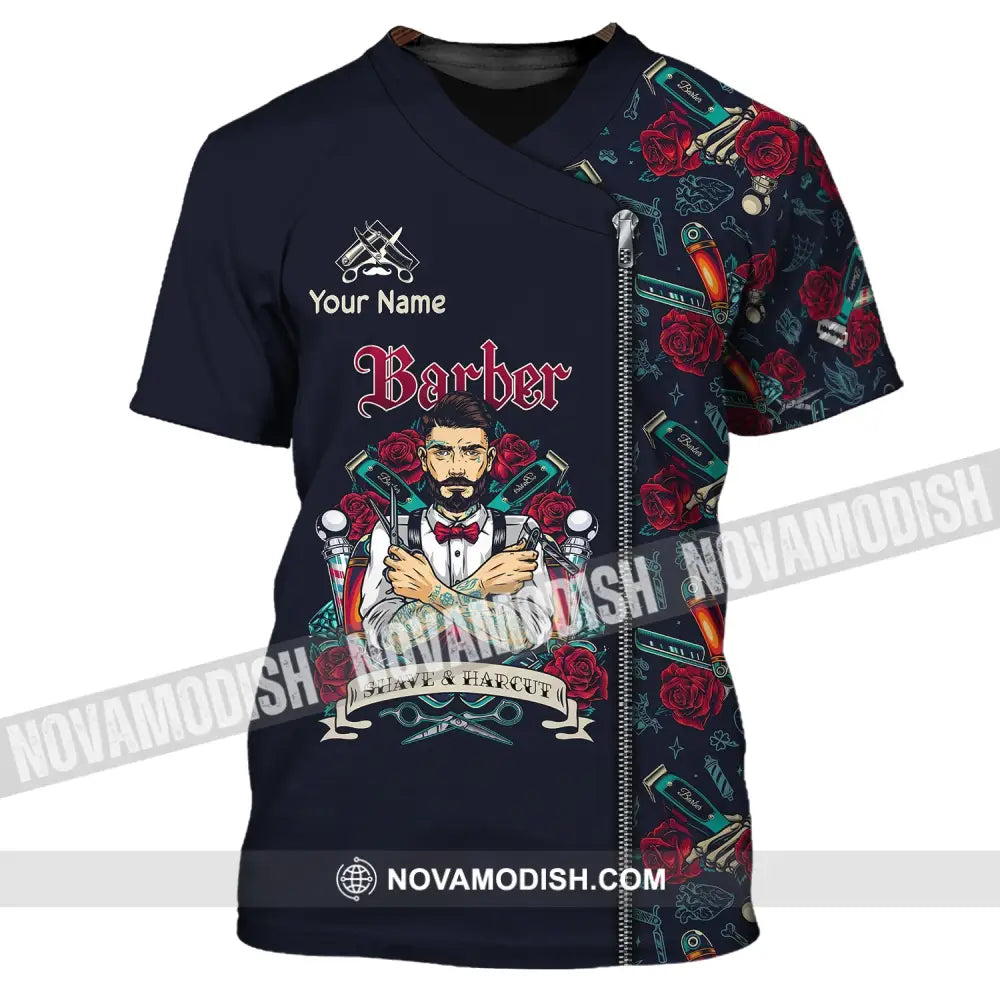 Man Shirt Custom Name Barber Apparel T-Shirt For Shop / S