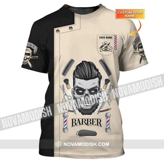 Man Shirt Custom Name Barber Hairstylist Apparel T-Shirt For Shop