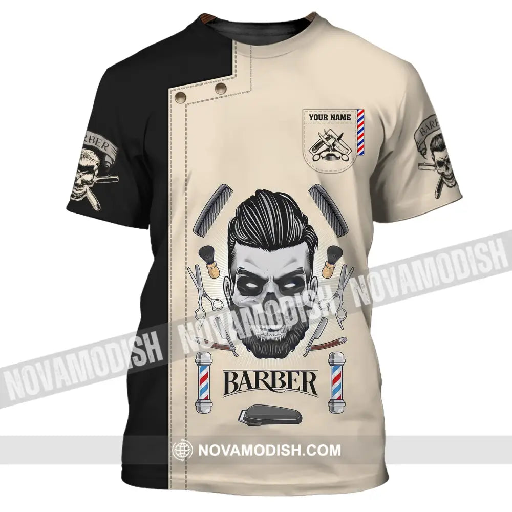 Man Shirt Custom Name Barber Hairstylist Apparel T-Shirt For Shop / S