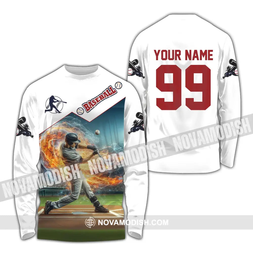 Man Shirt Custom Name Baseball Polo T-Shirt Hoodie Long Sleeve / S